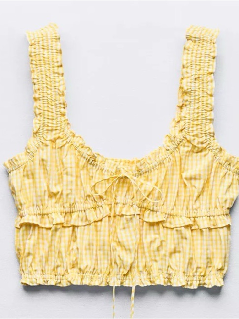 Zara Yellow Gingham Ruffle Crop Top